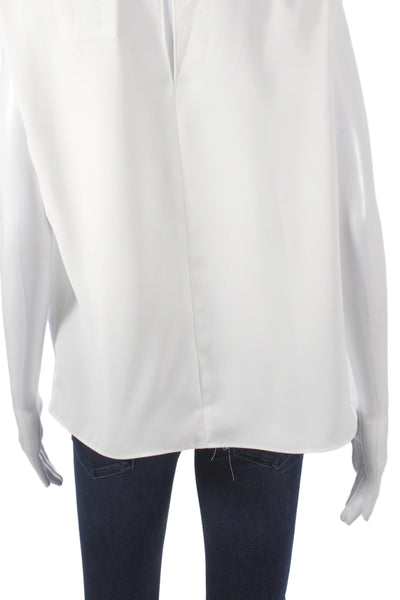 Amanda Uprichard Women White Cowl Neck Sleeveless Basic Blouse Size M