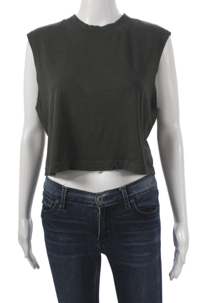 Cotton Citizen Womens Black Cotton Basic Tank Crew Neck Sleeveless Size S