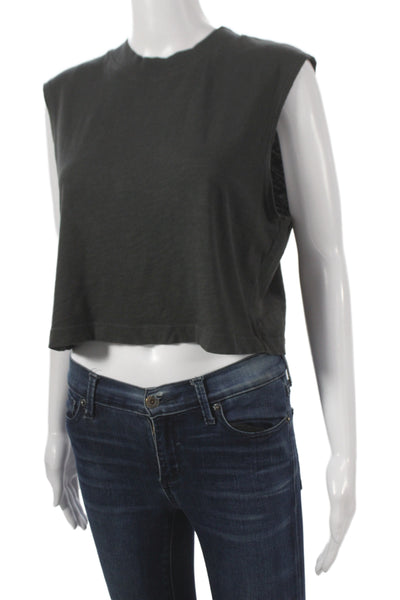 Cotton Citizen Womens Black Cotton Basic Tank Crew Neck Sleeveless Size S