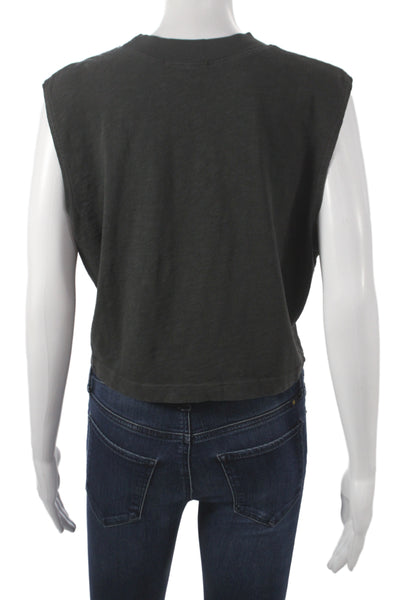 Cotton Citizen Womens Black Cotton Basic Tank Crew Neck Sleeveless Size S