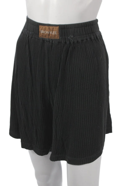 Brown Lee Women Pajama Set Black Modal Crew Neck Short Sleeve Size L