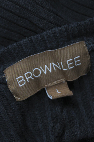 Brown Lee Women Pajama Set Black Modal Crew Neck Short Sleeve Size L