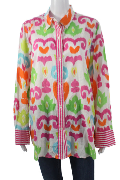 Gretchen Scott Designs Women Button Up Long Sleeve Geometric Tunic Size L
