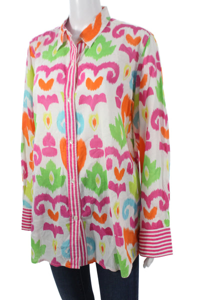Gretchen Scott Designs Women Button Up Long Sleeve Geometric Tunic Size L