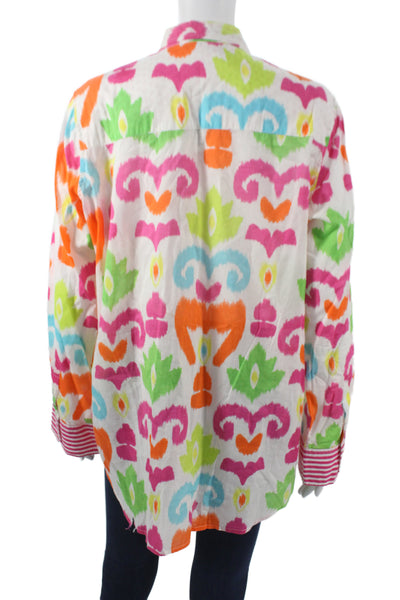 Gretchen Scott Designs Women Button Up Long Sleeve Geometric Tunic Size L