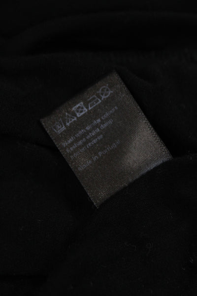 Me + Em Women Black Jersey Blouse High Neck Long Sleeve Zip Victorian Size 4