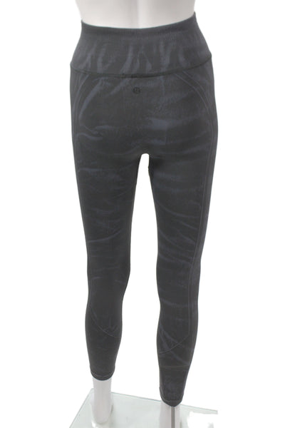 Lululemon Womens Ankle Leggings Black Tie Dye Nylon Athleisure Size 4