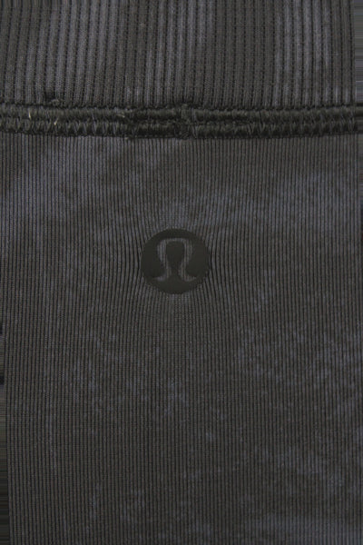 Lululemon Womens Ankle Leggings Black Tie Dye Nylon Athleisure Size 4