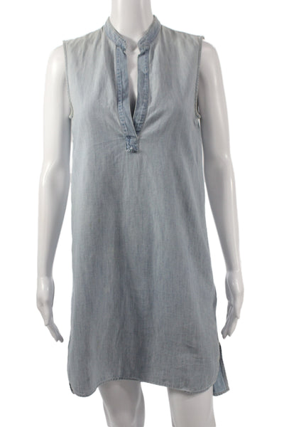 Rag & Bone Womens Blue Cotton Collared Sleeveless Shift Dress Hi-Low Size XS