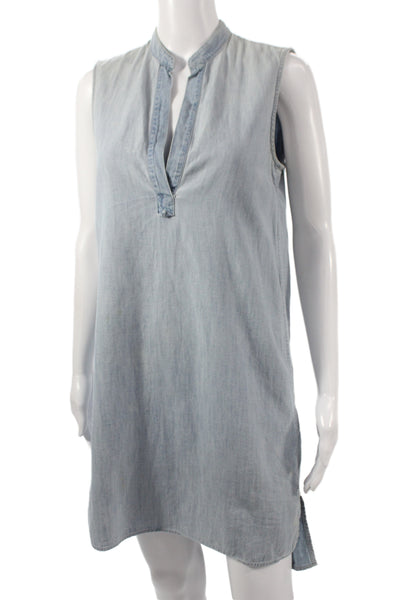 Rag & Bone Womens Blue Cotton Collared Sleeveless Shift Dress Hi-Low Size XS