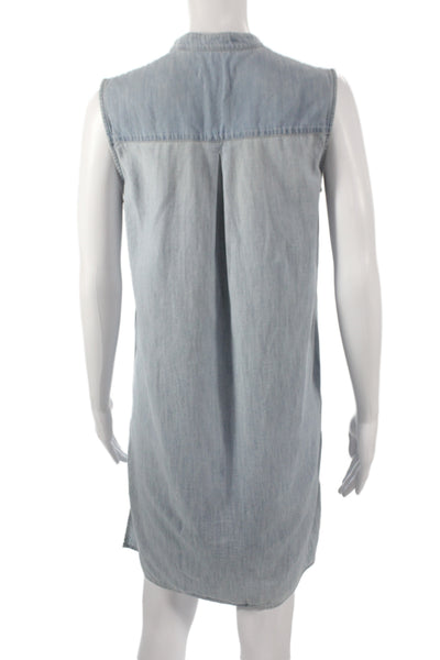 Rag & Bone Womens Blue Cotton Collared Sleeveless Shift Dress Hi-Low Size XS