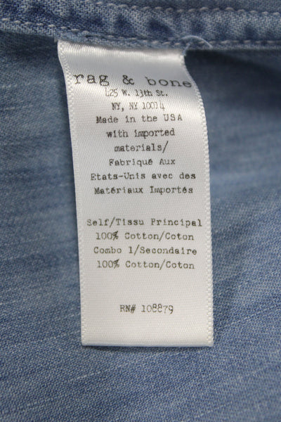 Rag & Bone Womens Blue Cotton Collared Sleeveless Shift Dress Hi-Low Size XS