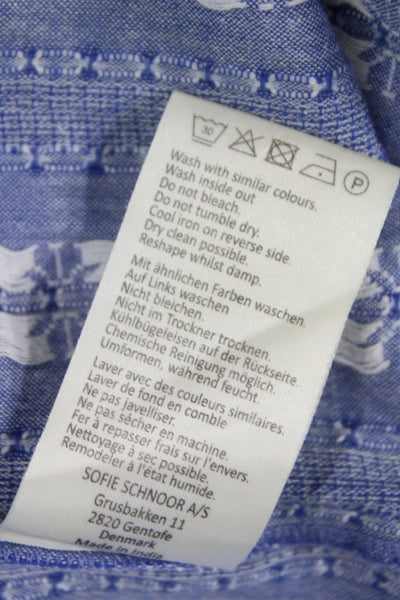 Sofie Schnoor Women Sundress Blue Cotton Square Neck Short Sleeve Size L