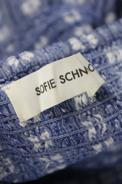 Sofie Schnoor Women Sundress Blue Cotton Square Neck Short Sleeve Size L