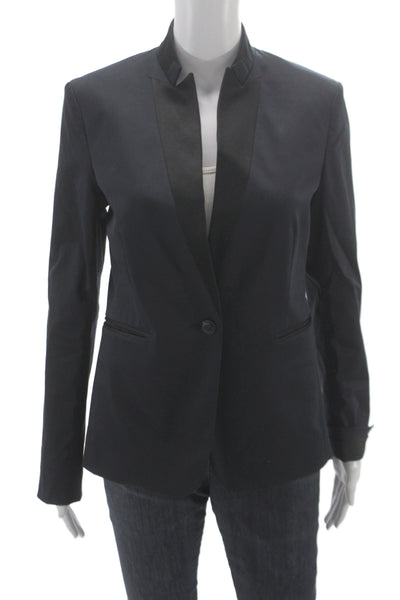 Rag & Bone Womens Tuxedo Blazer Black Cotton Blend Buttoned Size 4