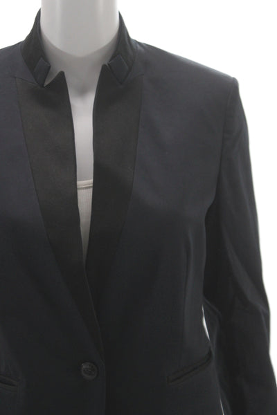 Rag & Bone Womens Tuxedo Blazer Black Cotton Blend Buttoned Size 4