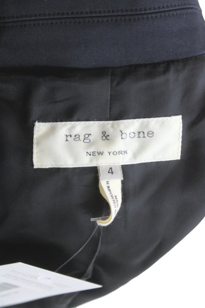 Rag & Bone Womens Tuxedo Blazer Black Cotton Blend Buttoned Size 4