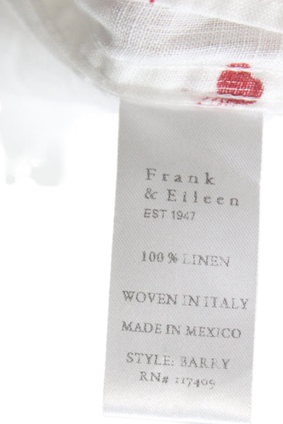 Frank & Eileen Womens Basic White Linen Collared Button-Up Heart Size 2XS