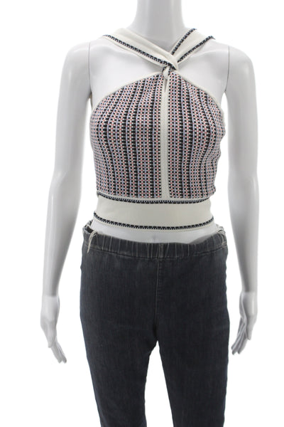 Club Monaco Womens Cropped Halter Tank Multicolor Viscose Geometric Size XS