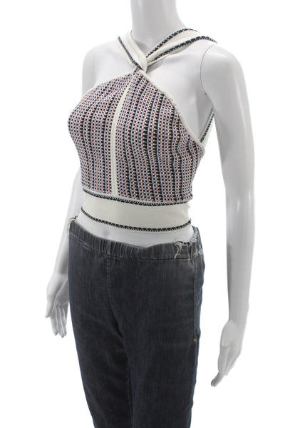 Club Monaco Womens Cropped Halter Tank Multicolor Viscose Geometric Size XS