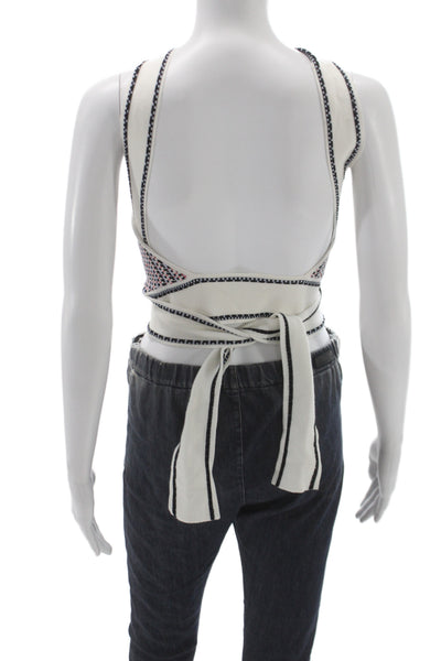 Club Monaco Womens Cropped Halter Tank Multicolor Viscose Geometric Size XS