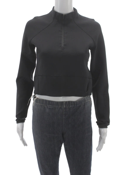 Lululemon Womens Cropped High Neck Long Sleeve Top Black Athleisure Size 4
