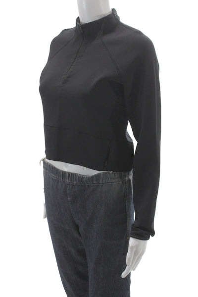 Lululemon Womens Cropped High Neck Long Sleeve Top Black Athleisure Size 4