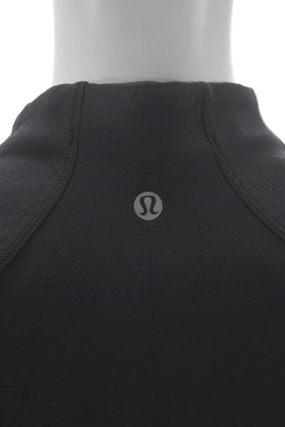 Lululemon Womens Cropped High Neck Long Sleeve Top Black Athleisure Size 4