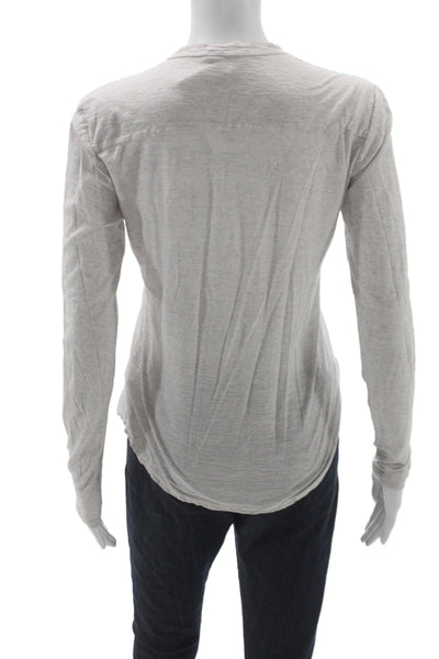 Standard James Perse Women Henley Long Sleeve Cotton Basic T-Shirt Gray Size 1
