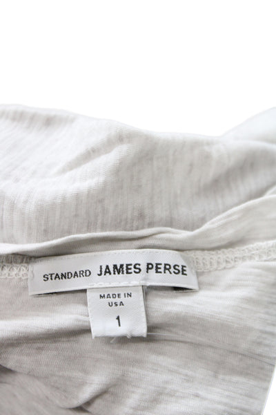 Standard James Perse Women Henley Long Sleeve Cotton Basic T-Shirt Gray Size 1