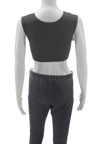 Boys + Arrows Womens Sleeveless Blouse Black Nylon Round Neck Solid Size XS