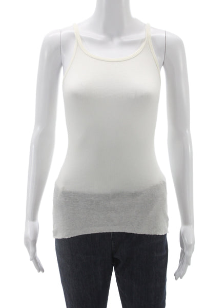 James Perse Womens White Ribbed Knit Scoop Neck Camisole Size 0