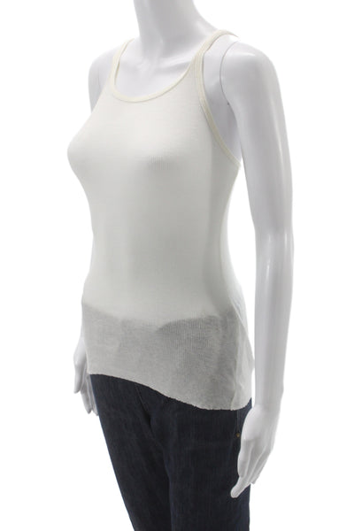 James Perse Womens White Ribbed Knit Scoop Neck Camisole Size 0