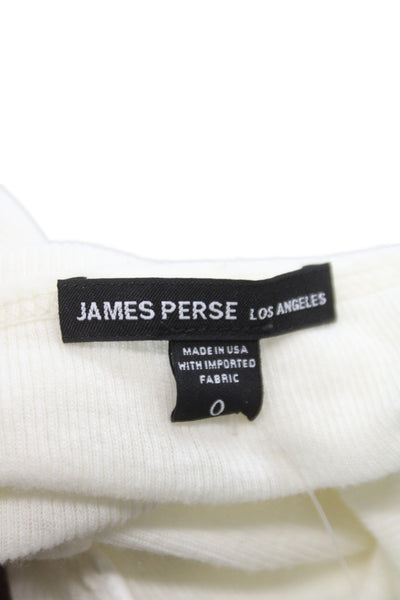 James Perse Womens White Ribbed Knit Scoop Neck Camisole Size 0