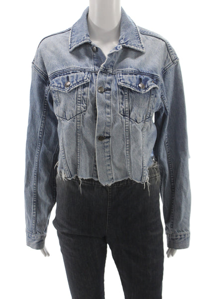 Ksubi Womens Basic Jacket Blue Cotton Button Long Sleeve Grunge Size XS