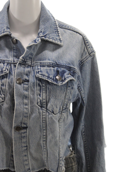 Ksubi Womens Basic Jacket Blue Cotton Button Long Sleeve Grunge Size XS