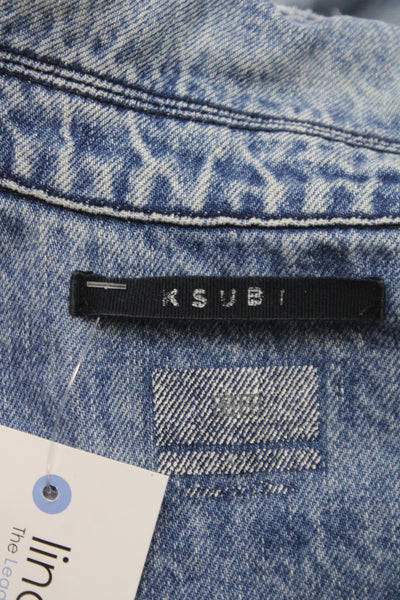 Ksubi Womens Basic Jacket Blue Cotton Button Long Sleeve Grunge Size XS
