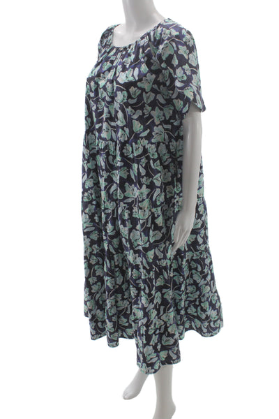 Merlette Womens Trapeze Swing Dress Multicolor Cotton Short Sleeve Size S