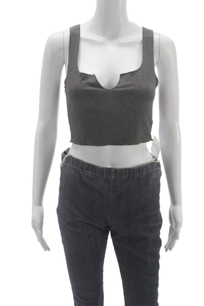 Intimately Free People Women Basic Gray Scoop Neck Rayon Tank Size XS