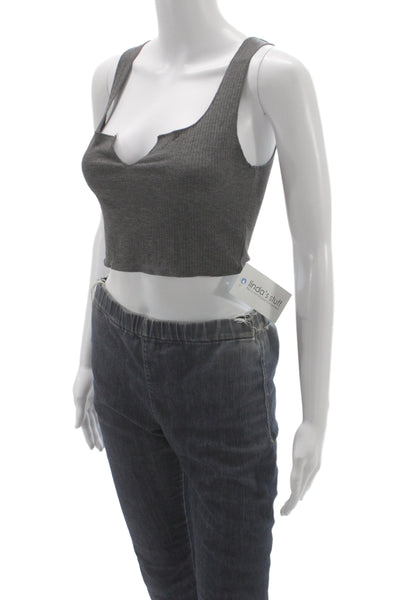 Intimately Free People Women Basic Gray Scoop Neck Rayon Tank Size XS