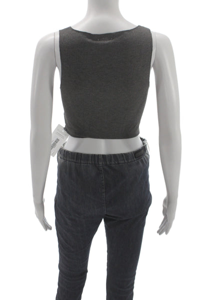 Intimately Free People Women Basic Gray Scoop Neck Rayon Tank Size XS