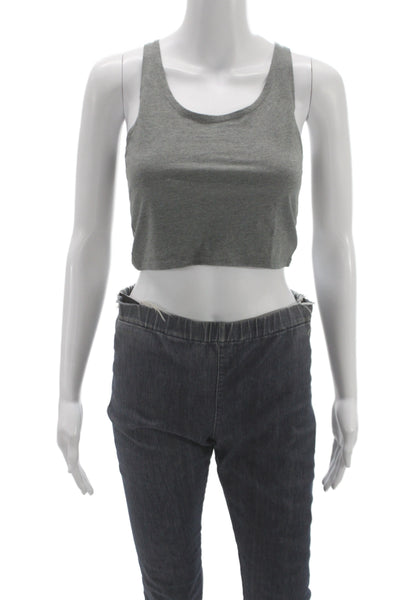 Bella + Canvas Women Cropped Tank Scoop Neck Gray Cotton Sleeveless Size XS