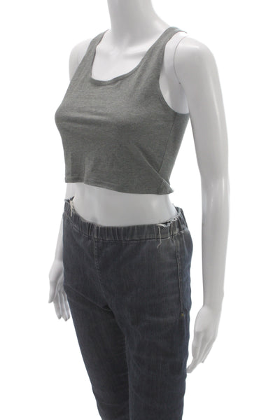 Bella + Canvas Women Cropped Tank Scoop Neck Gray Cotton Sleeveless Size XS