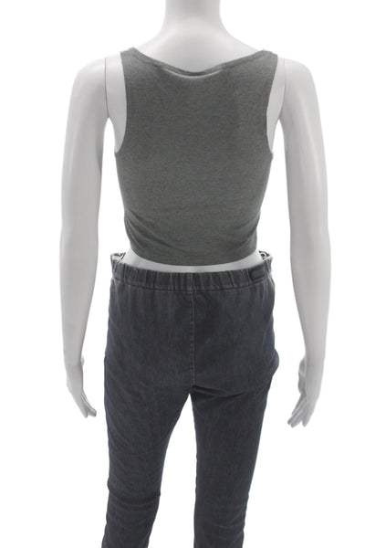 Bella + Canvas Women Cropped Tank Scoop Neck Gray Cotton Sleeveless Size XS