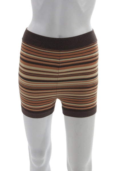 Nagnata Womens Biker Organic Cotton Striped Shorts Multicolor Size XS