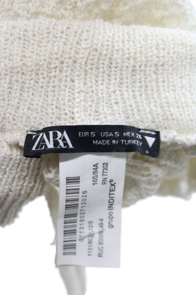 Zara Women Ivory Hot Pants Cotton Drawstring Bohemian Summer Size S