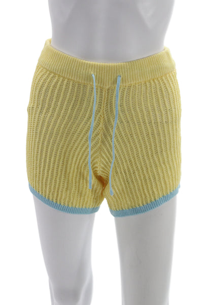 Zara Women Hot Pants Yellow Cotton Colorblock Drawstring Beach Size S