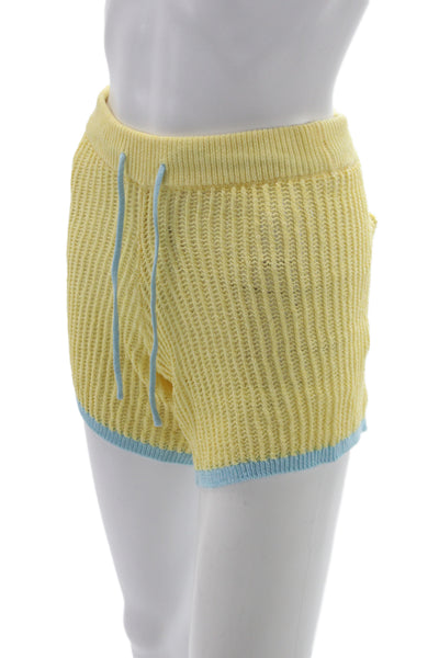 Zara Women Hot Pants Yellow Cotton Colorblock Drawstring Beach Size S