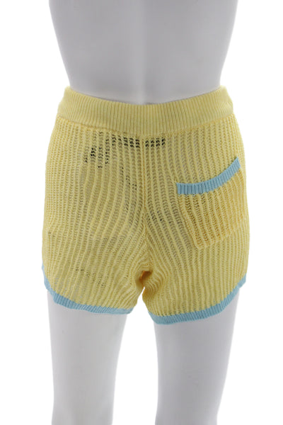 Zara Women Hot Pants Yellow Cotton Colorblock Drawstring Beach Size S