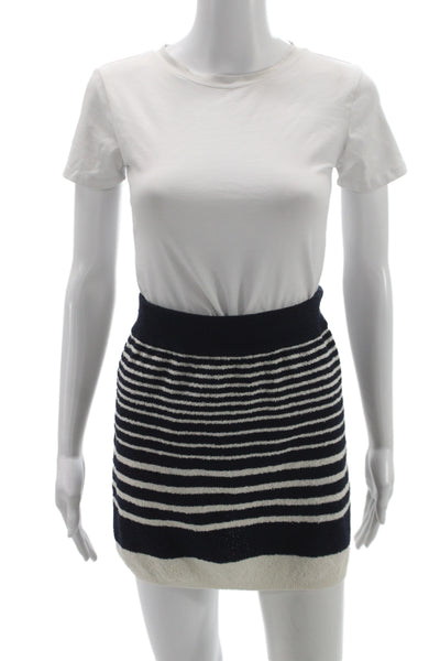Zara Womens Striped Nautical Mini Skirt Blue Polyester Pull On Size S